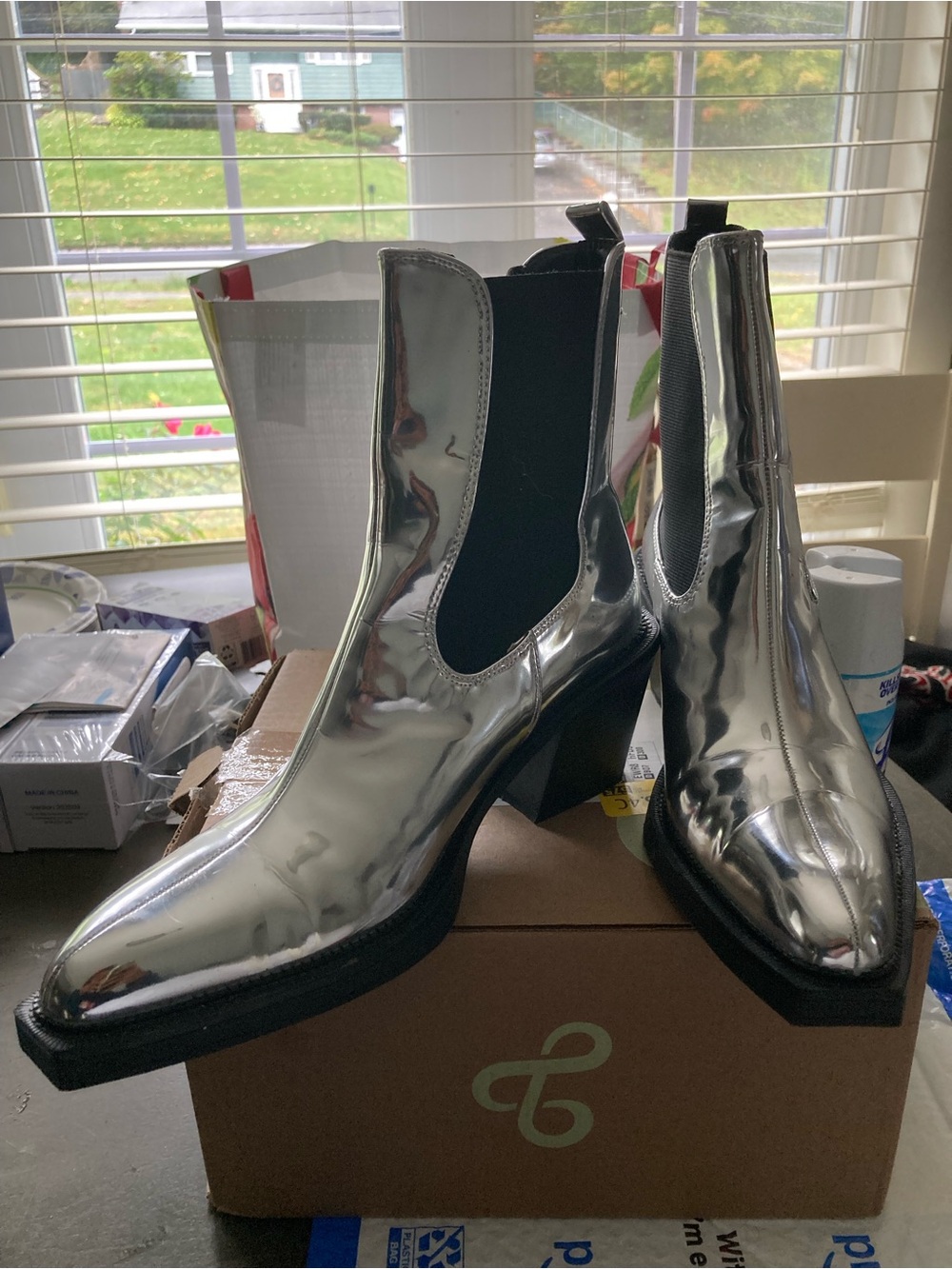 Circus by Sam Edelman Metallic Silver Chelsea Ankle Booties